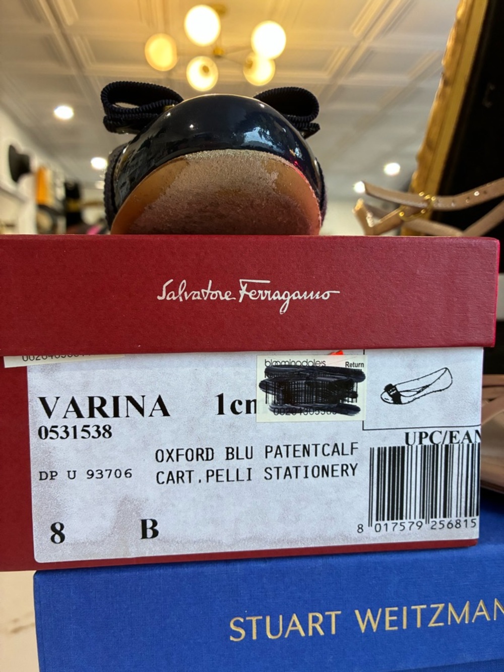 Salvatore Ferragamo Navy Patent Varina Bow Ballet Flat - Picture 6 of 6